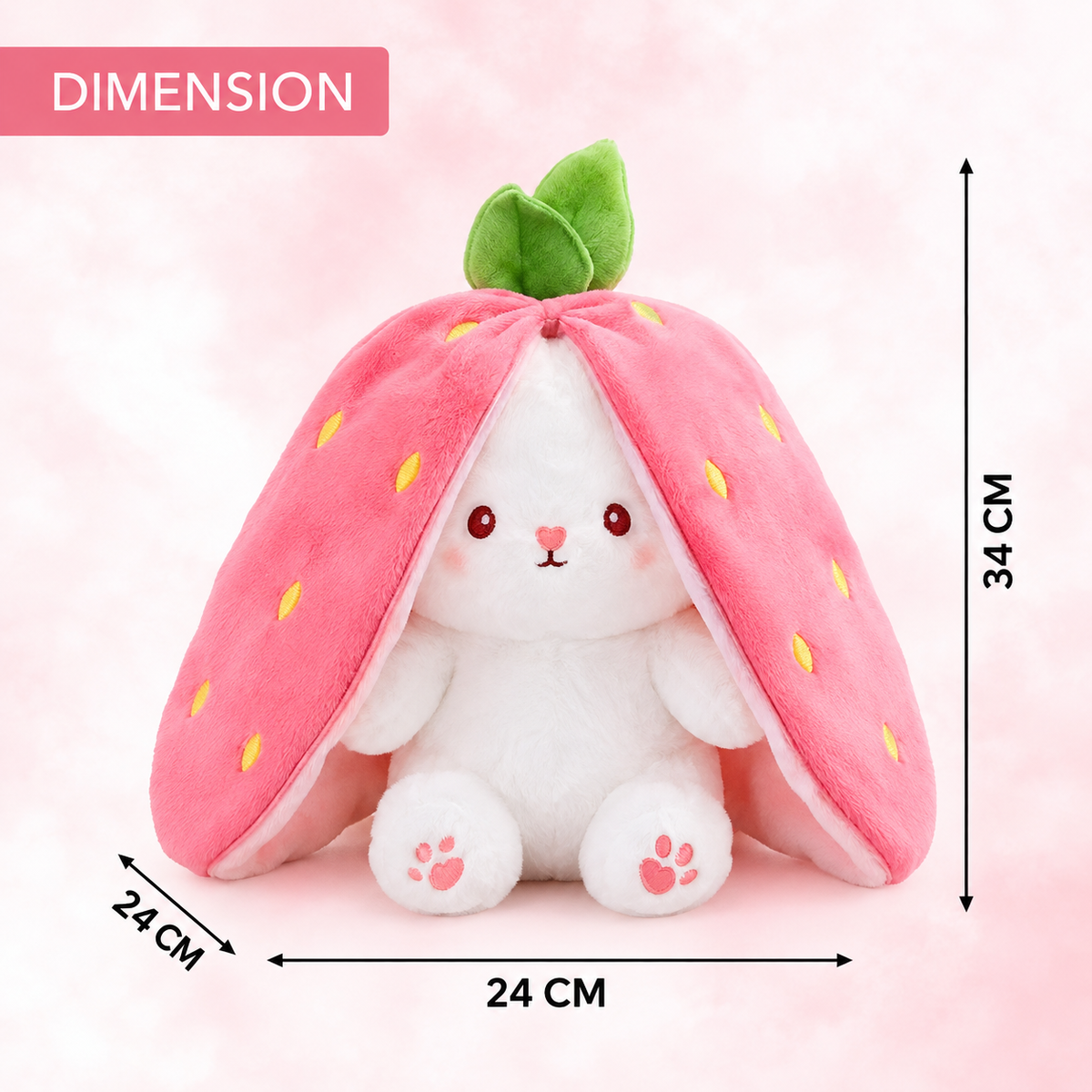 Strawberry Bunny Plush Pillow