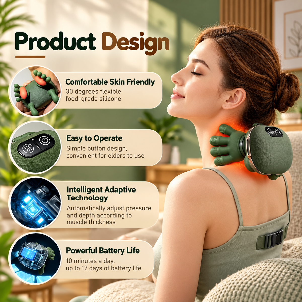 Premium Green Electric Body Massager