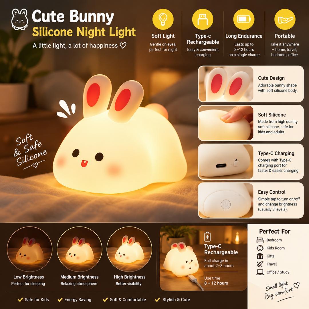 Cute Bunny Silicone Night Light