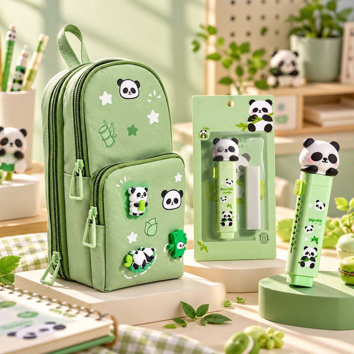 Cute Panda School Stationery Set