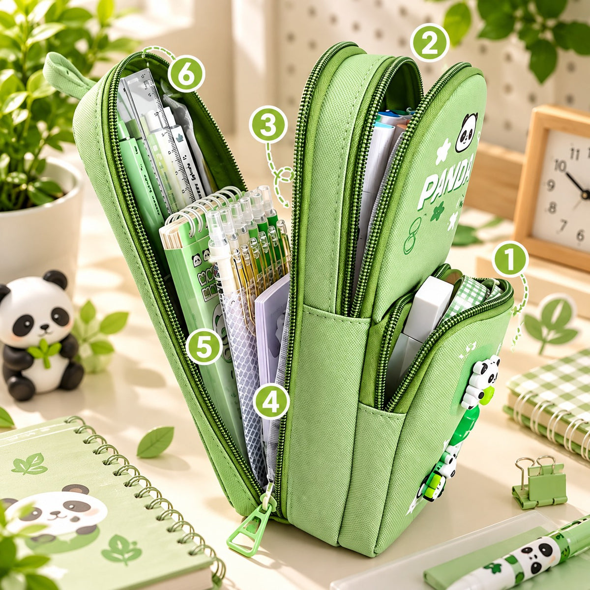 Cute Panda School Stationery Set