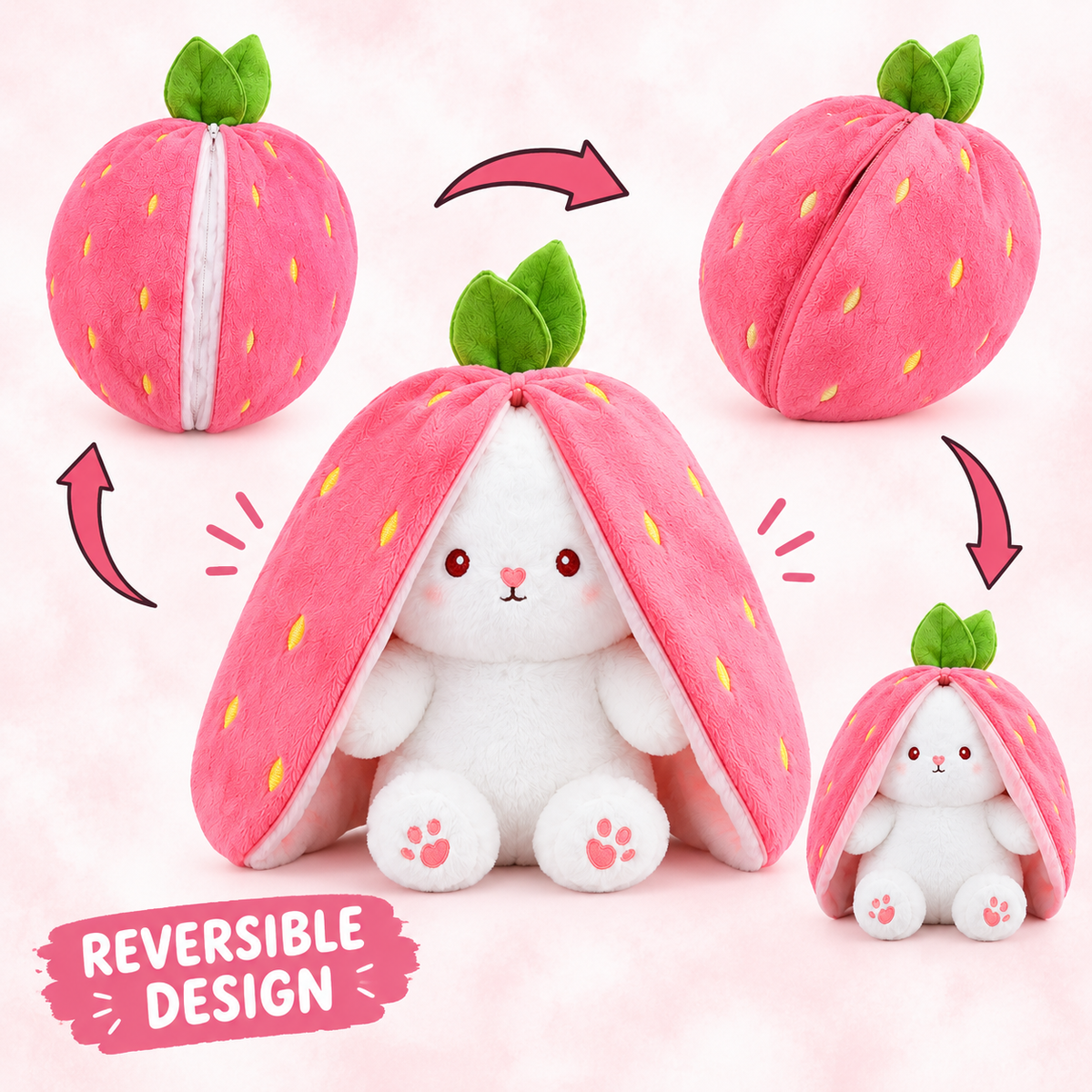 Strawberry Bunny Plush Pillow
