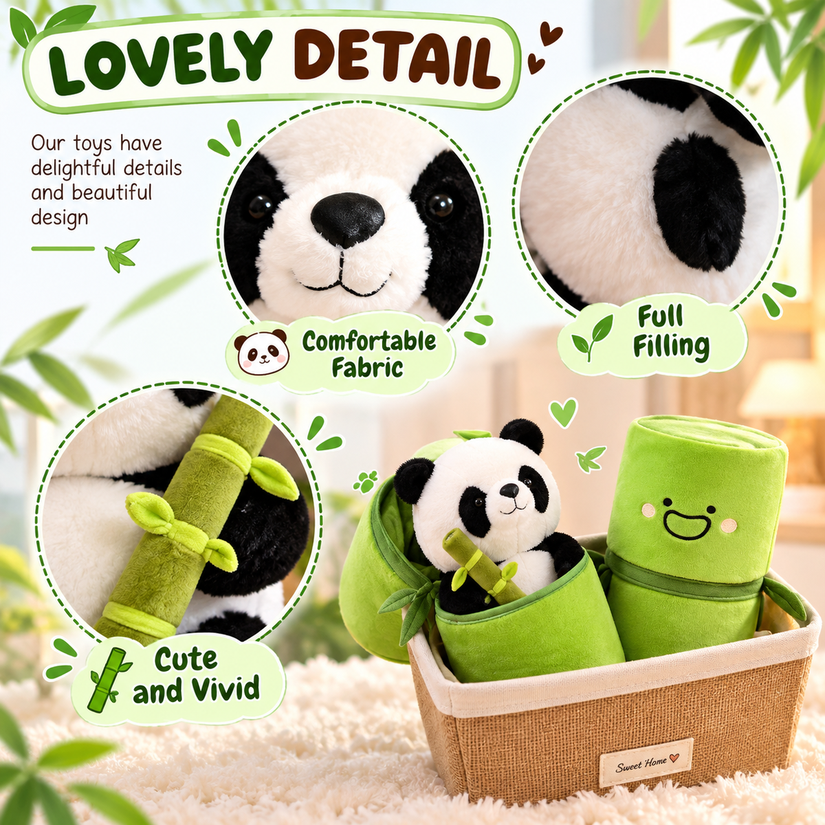 Cute Bamboo Panda Plush Toy